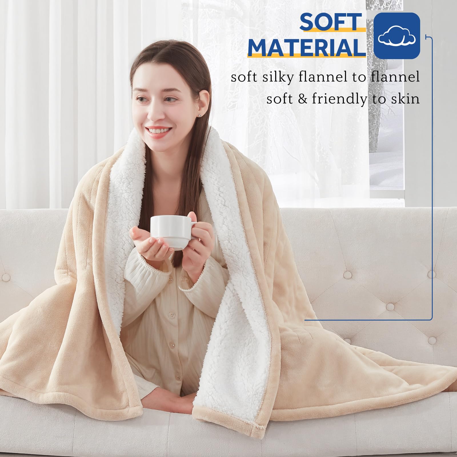Sealy king-size electric blanket showing care label and machine washability.