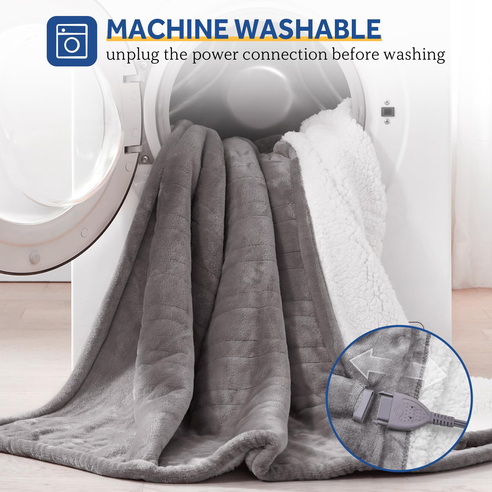Sealy electric throw is machine washable for easy cleanup