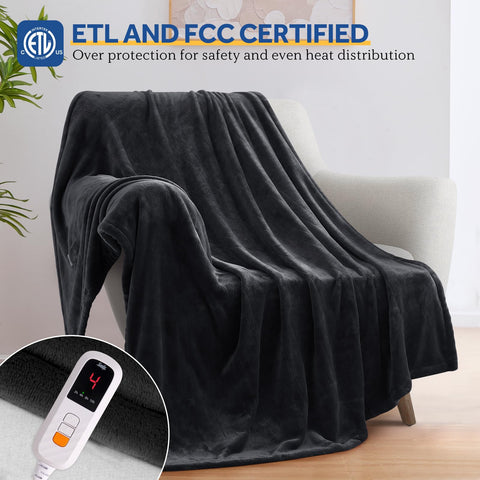 Sealy heated blanket throw control panel highlighting 6 heat levels