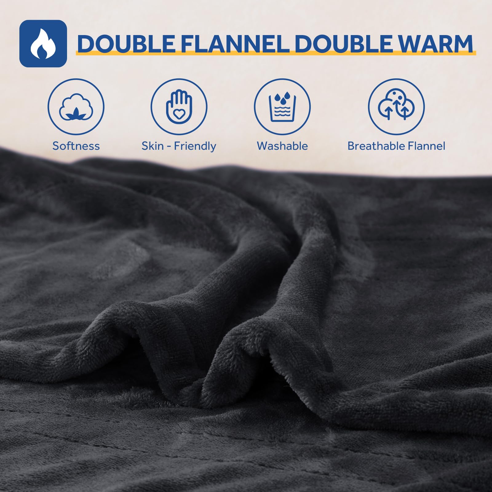 Sealy heated blanket throw charcoal rolled on bed for quick warmth