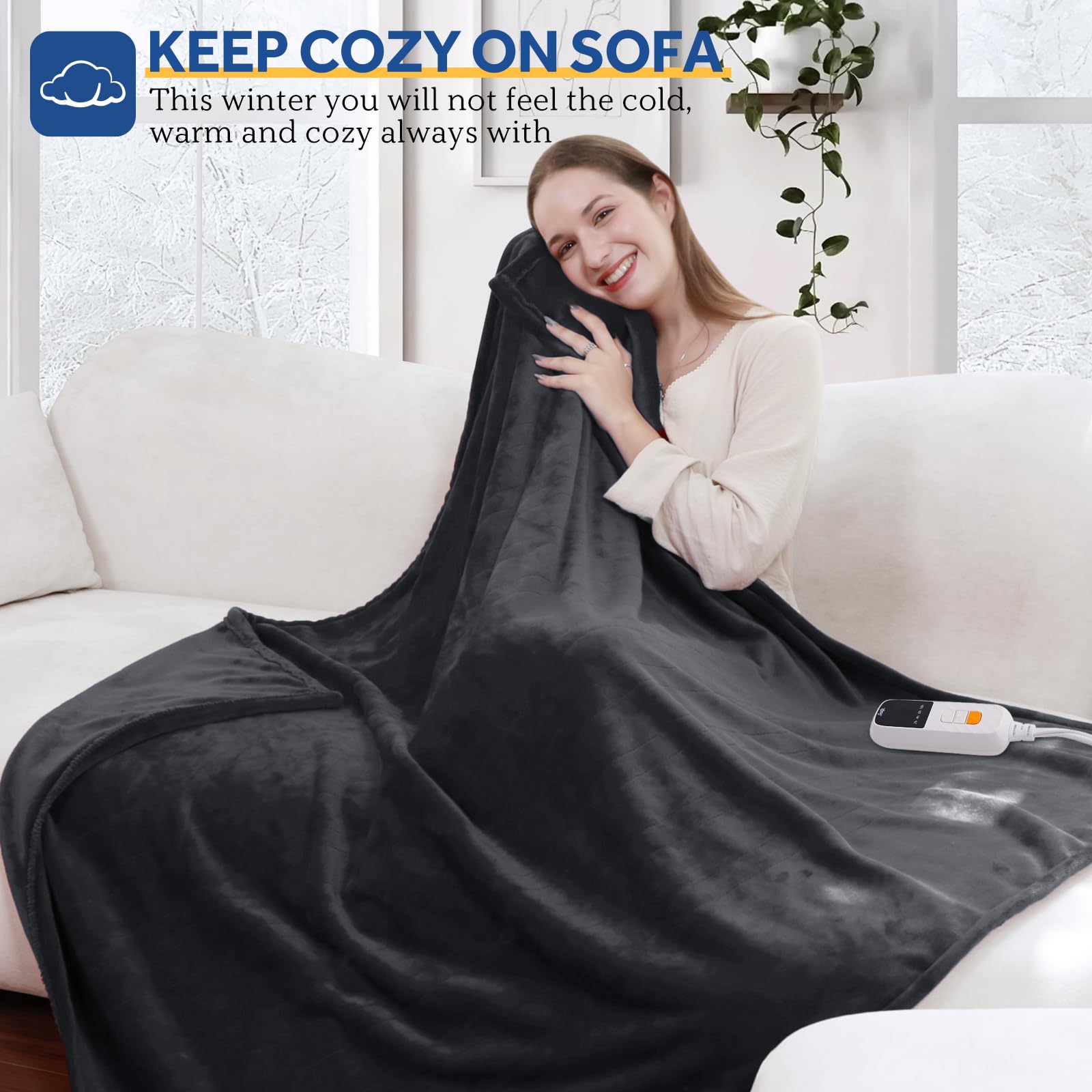 Sealy heated blanket throw soft double-flannel fabric close-up