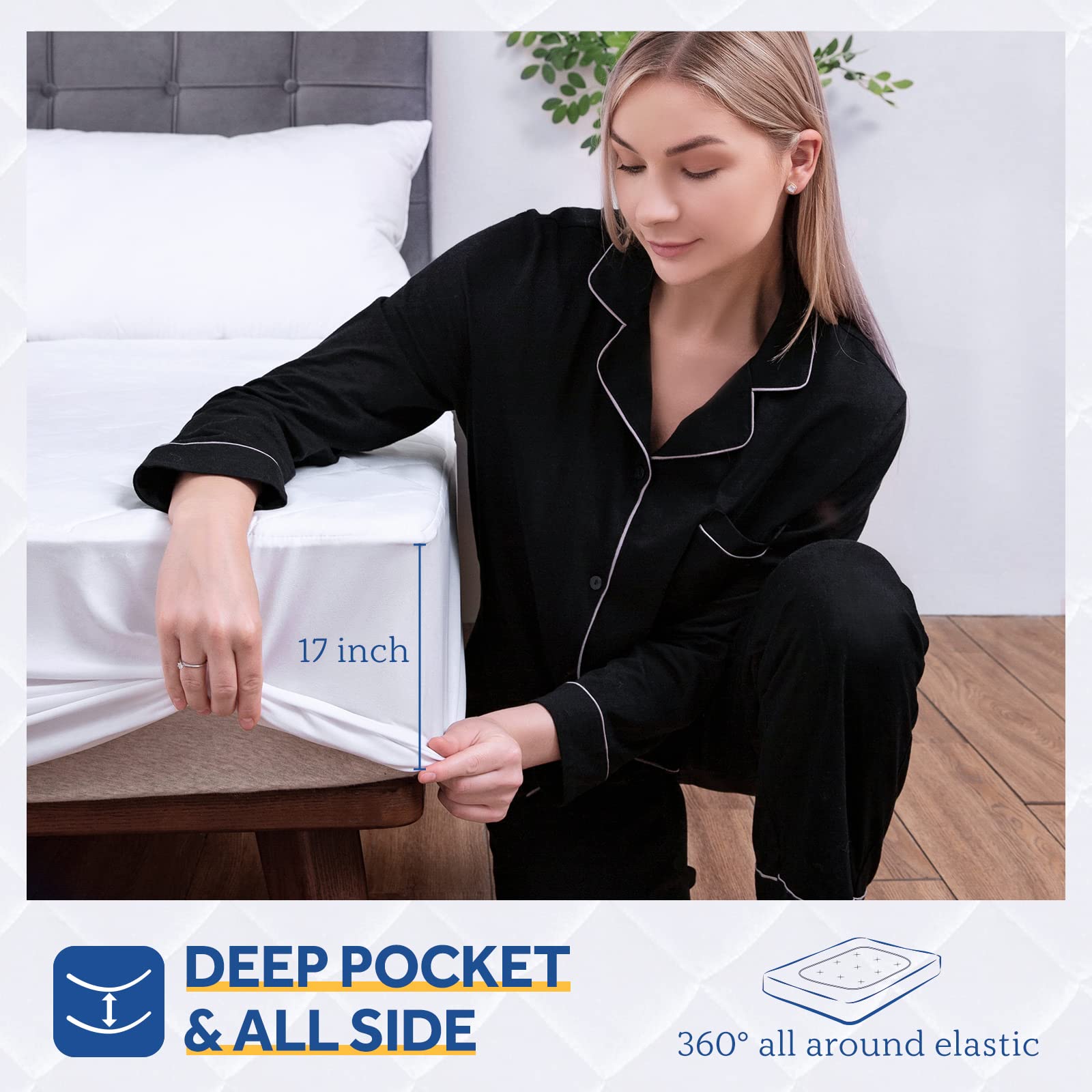 17-inch deep pockets provide secure fit on most mattresses