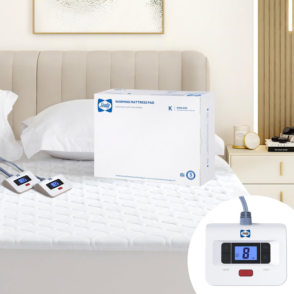 Sealy heated mattress pad with dual-controller for personalized warmth