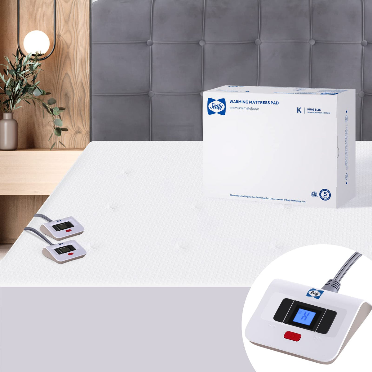 Sealy heated mattress pad king top view for full-bed warmth