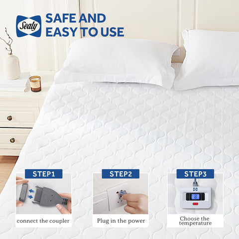 On-bed setup of Sealy heated mattress pad for easy warmth access