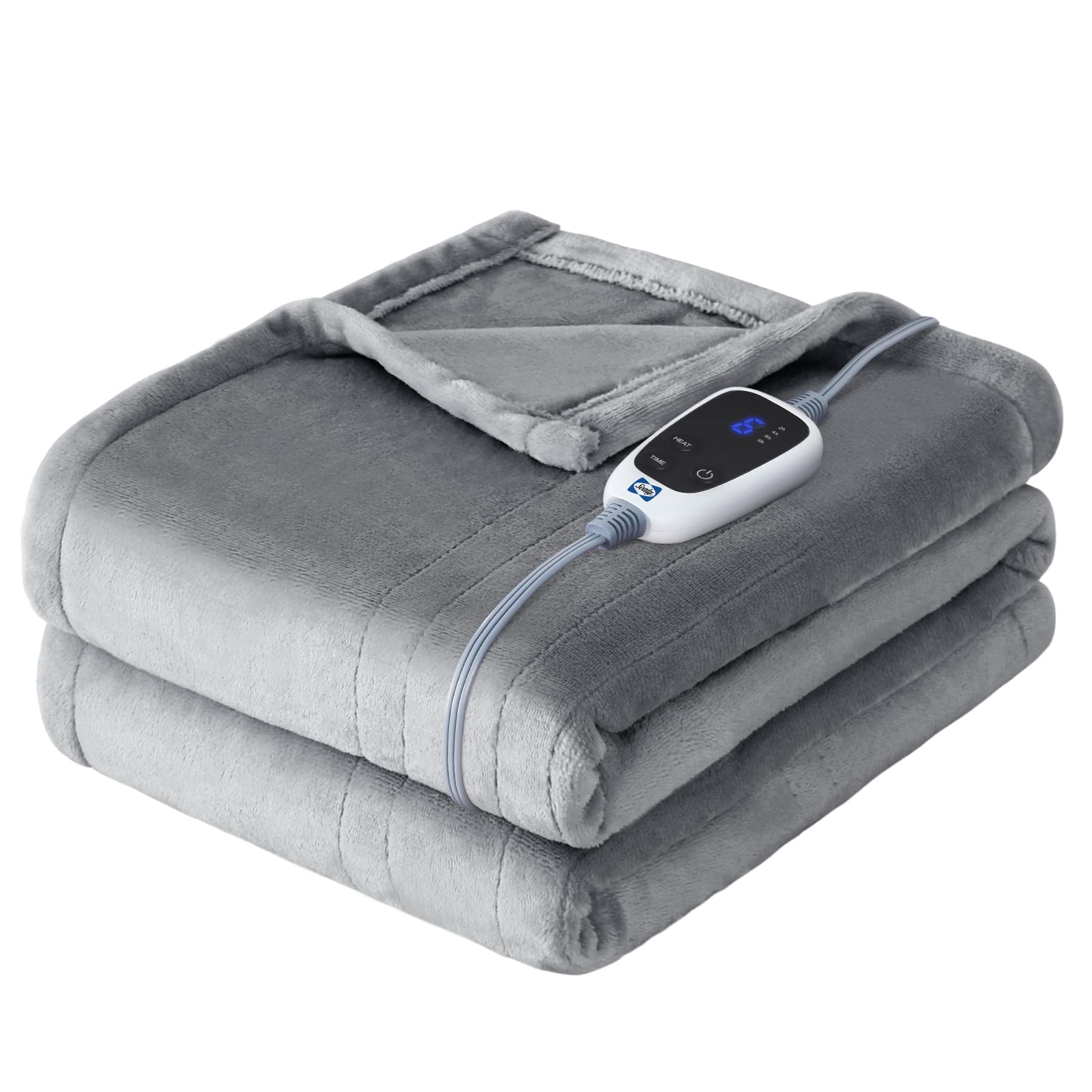 Sealy heated throw blanket front view for cozy lounging.