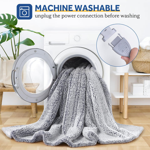 Sealy machine washable label on heated throw for easy care.
