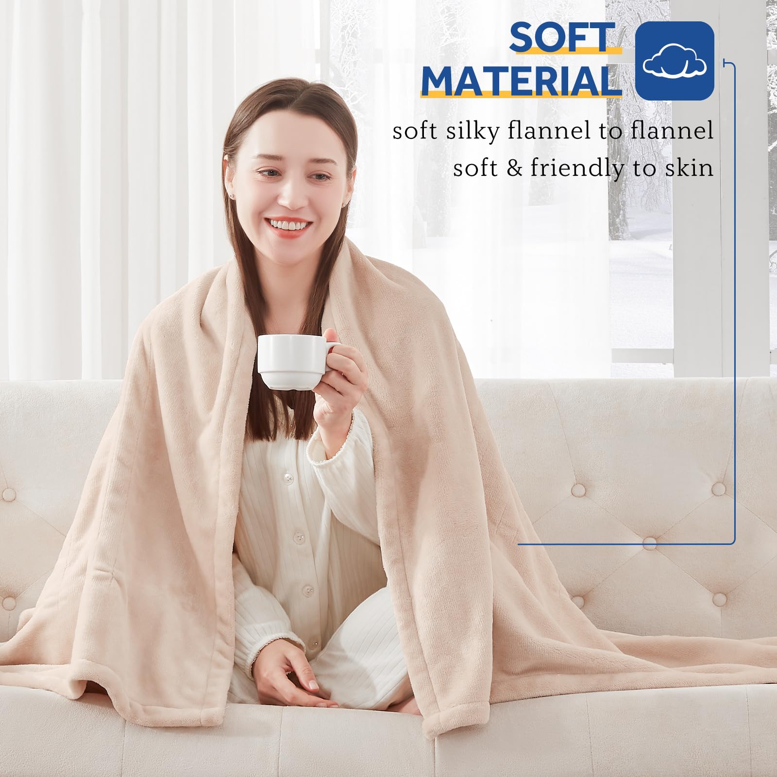 Sealy rapid-heat blanket delivers full-body warmth quickly for comfort.
