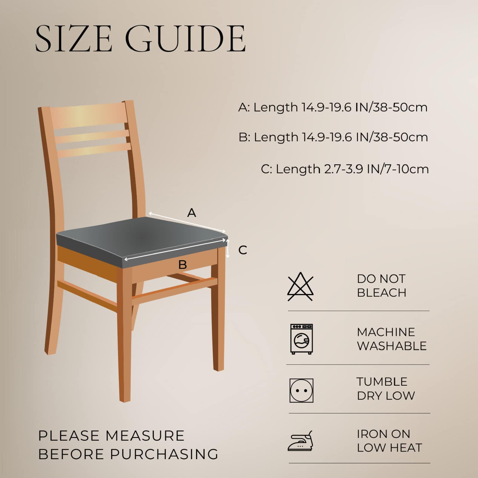SearchI Stretch Dining Chair Seat Covers beige color blends with warm dining spaces.