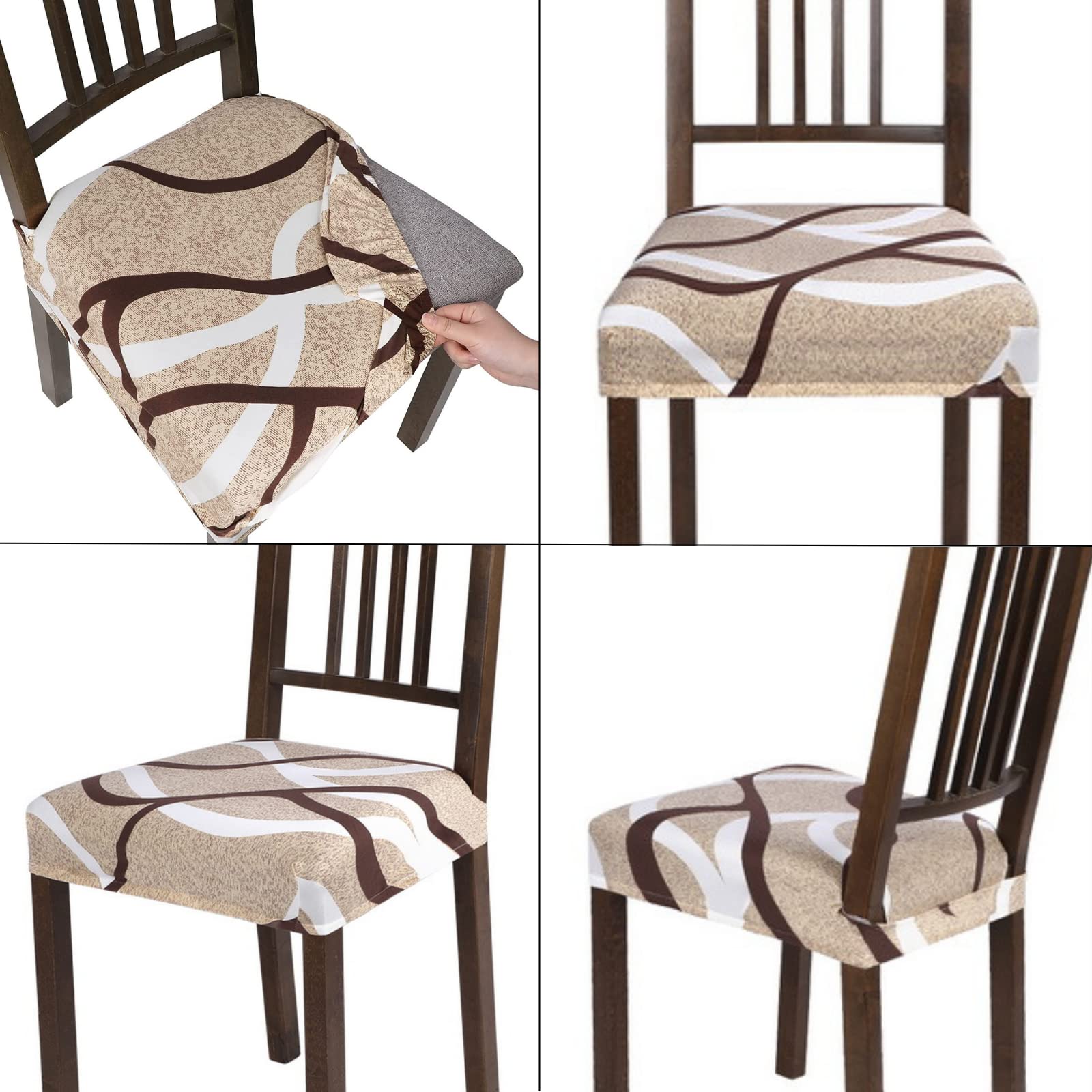 SearchI Stretch Dining Chair Seat Covers suitable for dining rooms, hotels, and gatherings with style.
