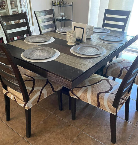 SearchI Stretch Dining Chair Seat Covers washable for easy care and reuse.