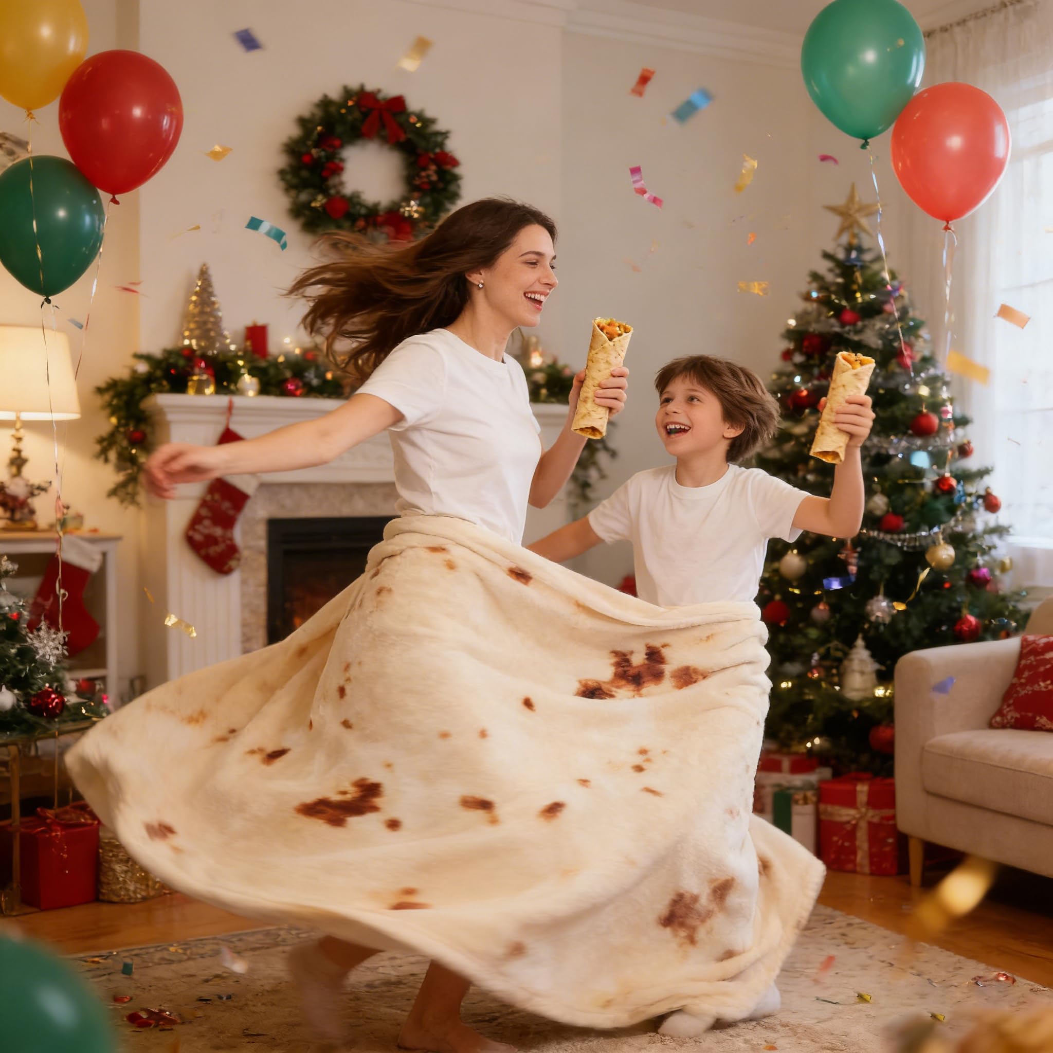SeaRoomy burritos tortilla blanket for kids, bright and soft for movie nights
