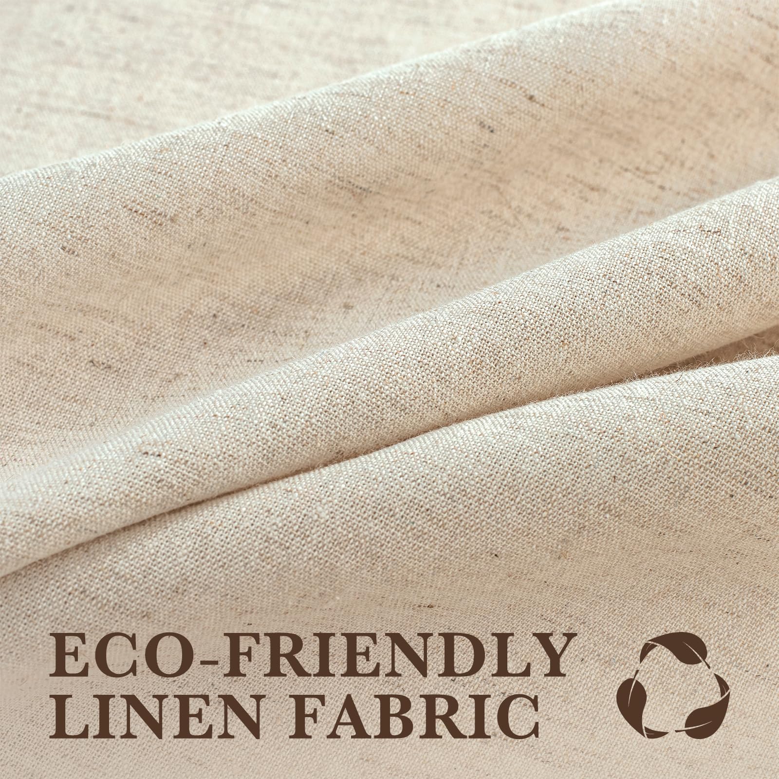Seasonwood beige linen curtain complements any bathroom color palette.