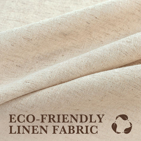 Seasonwood beige linen curtain complements any bathroom color palette.