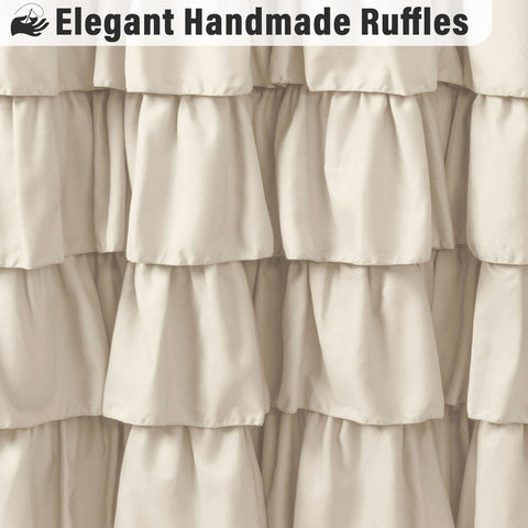 Seasonwood beige curtain demonstrates easy maintenance with machine washable fabric.
