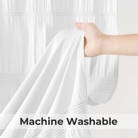 Seasonwood machine-washable cloth curtain for easy care and upkeep.
