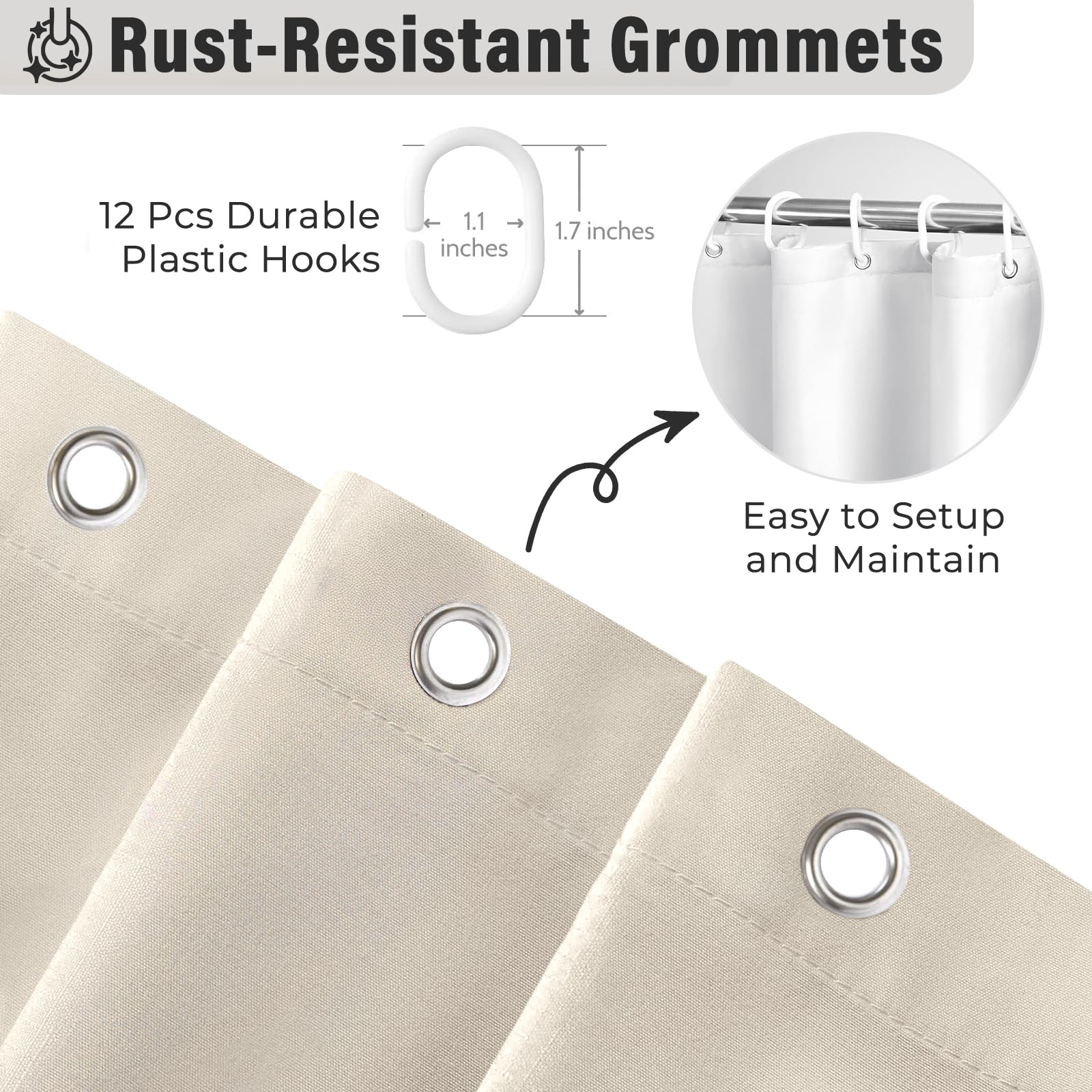 Seasonwood neutral curtain suits farmhouse bathrooms with versatile aesthetic.