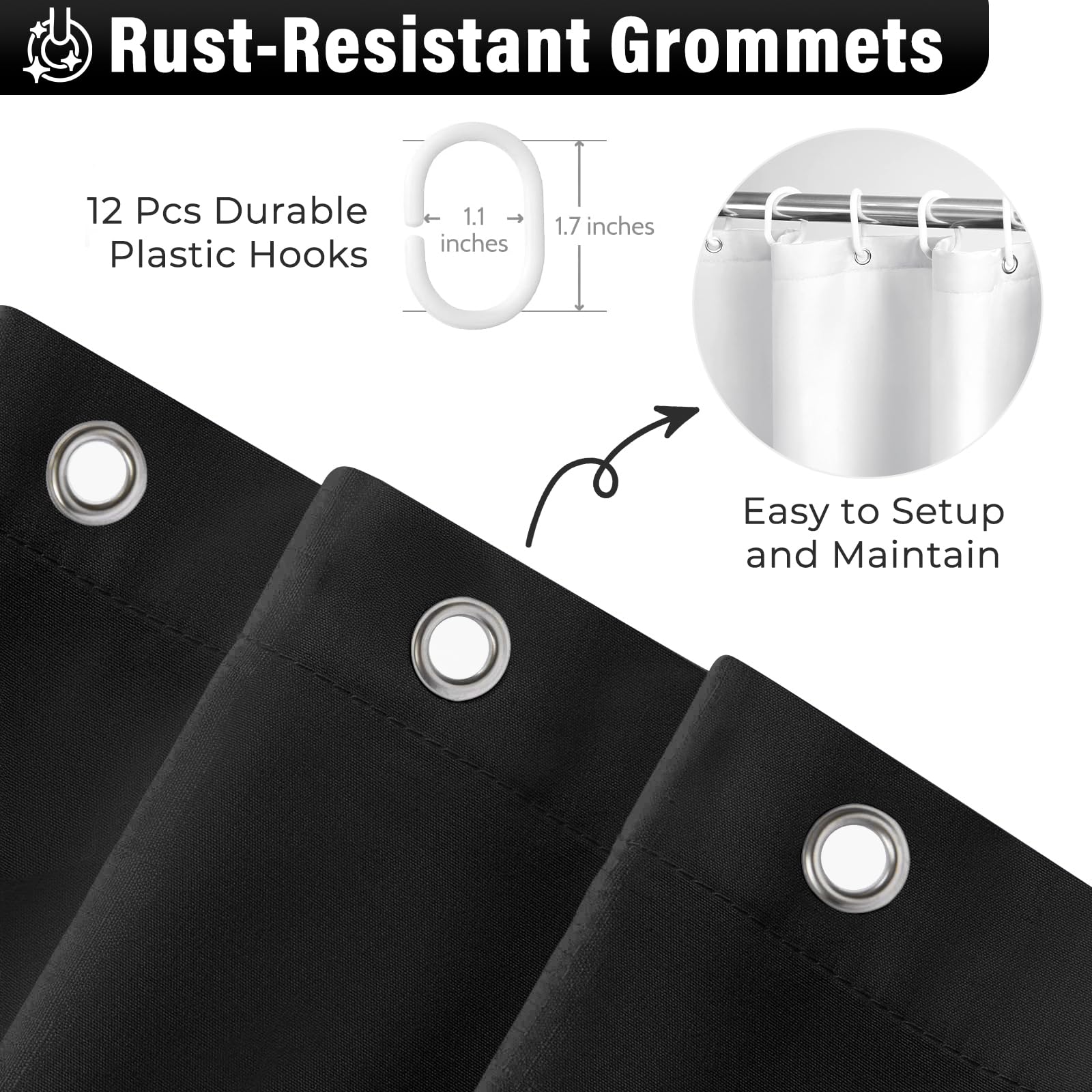 Seasonwood twelve-eyelet top design enables easy hanging with standard hooks.