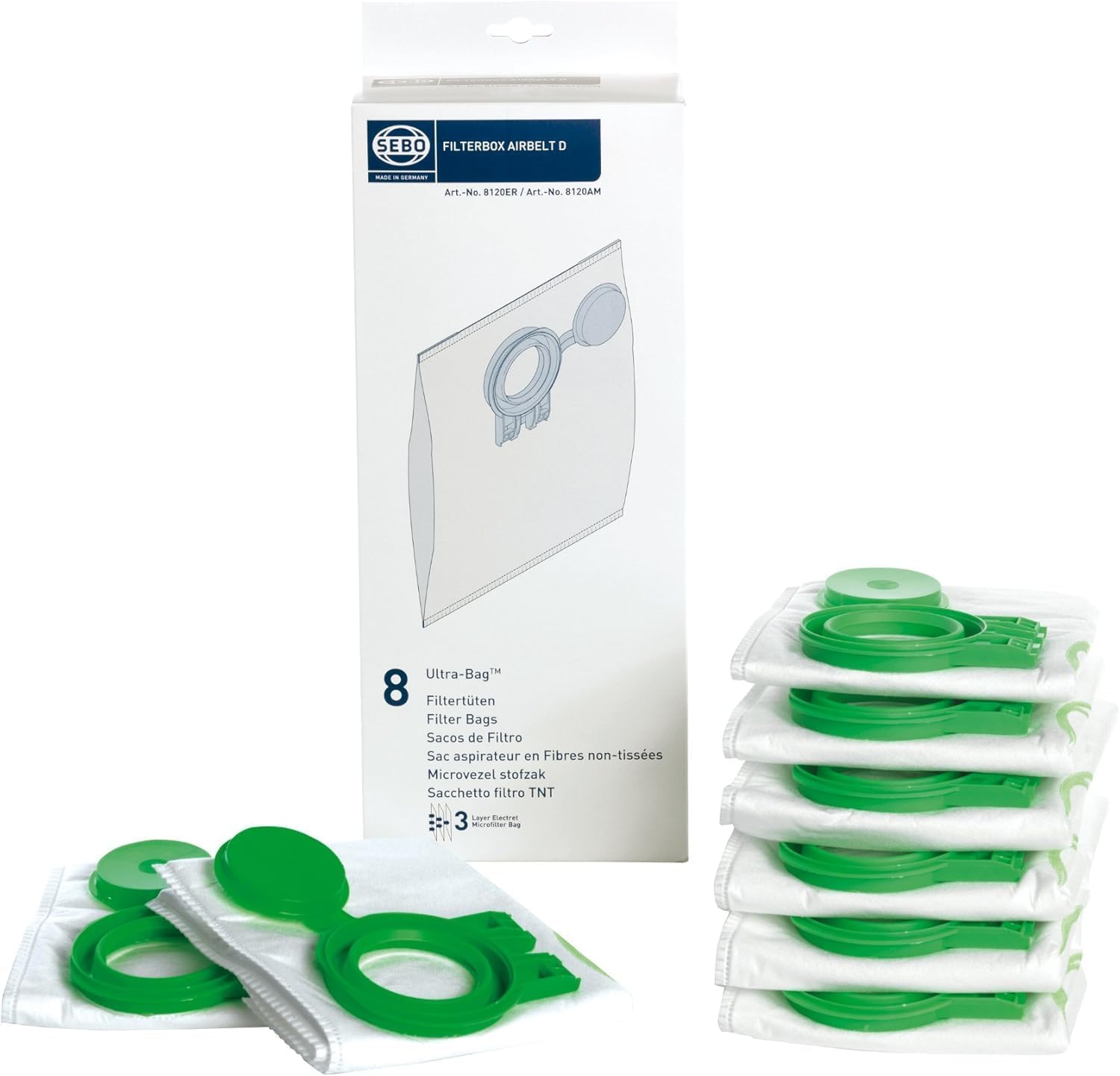 Sebo Airbelt 8120AM/ER genuine bags compatible with D1 and D4 vacuums