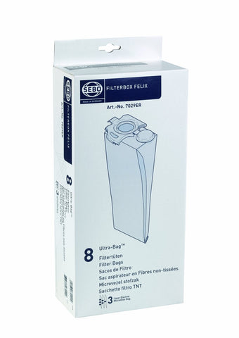 Sebo Filterbox Felix Ultra 7029ER cloth bag for filtration and easy disposal.