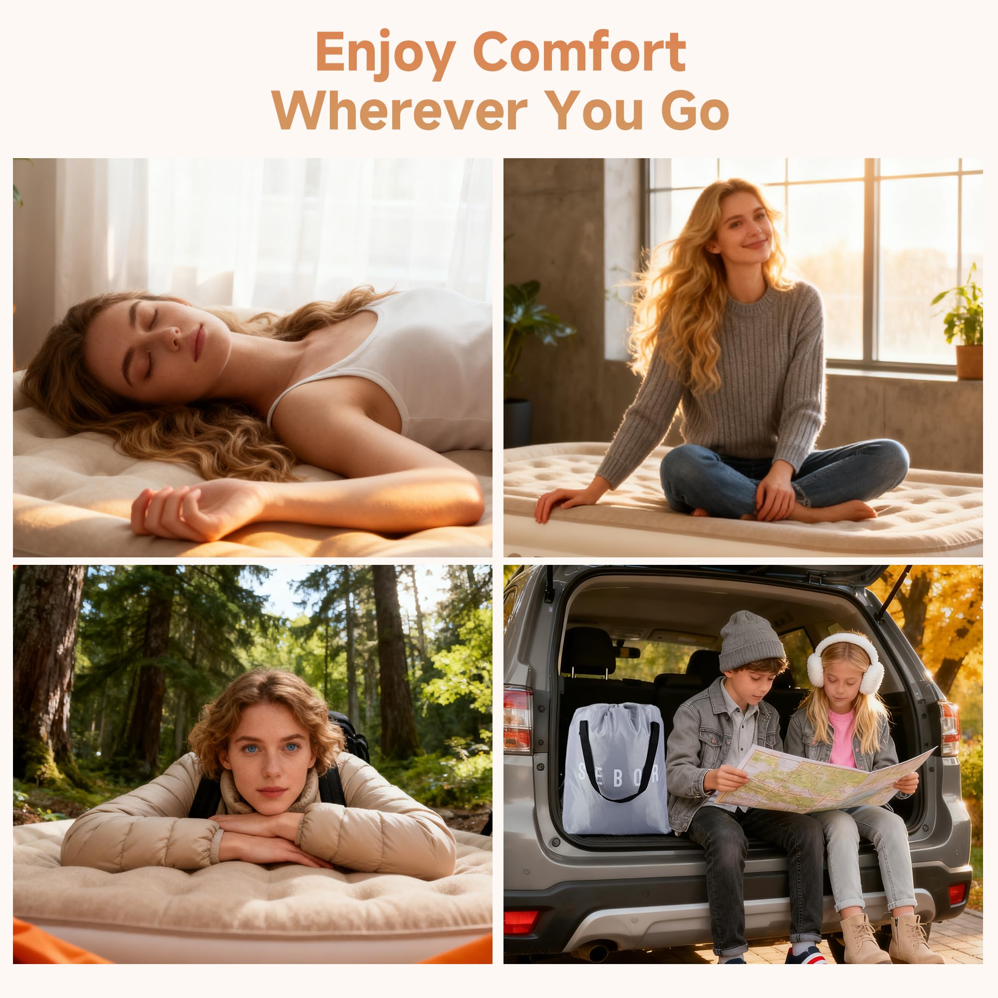 Sebor air mattress queen durable PVC construction for long lasting use