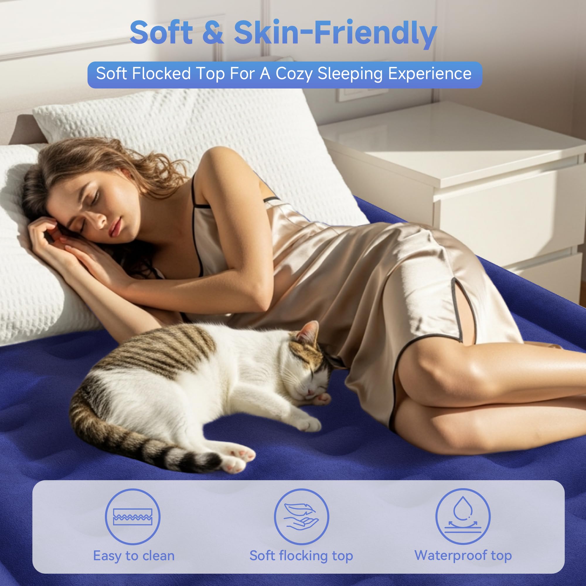 Sebor air mattress twin 18-inch height offers a bed-like feel and extra height.