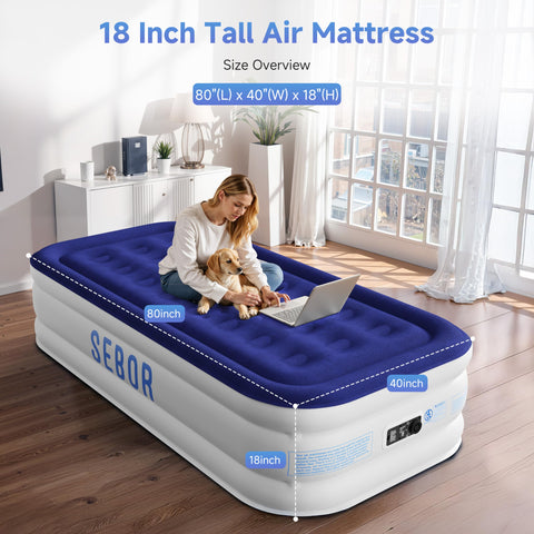 Sebor air mattress built-in pump enables quick, quiet inflation
