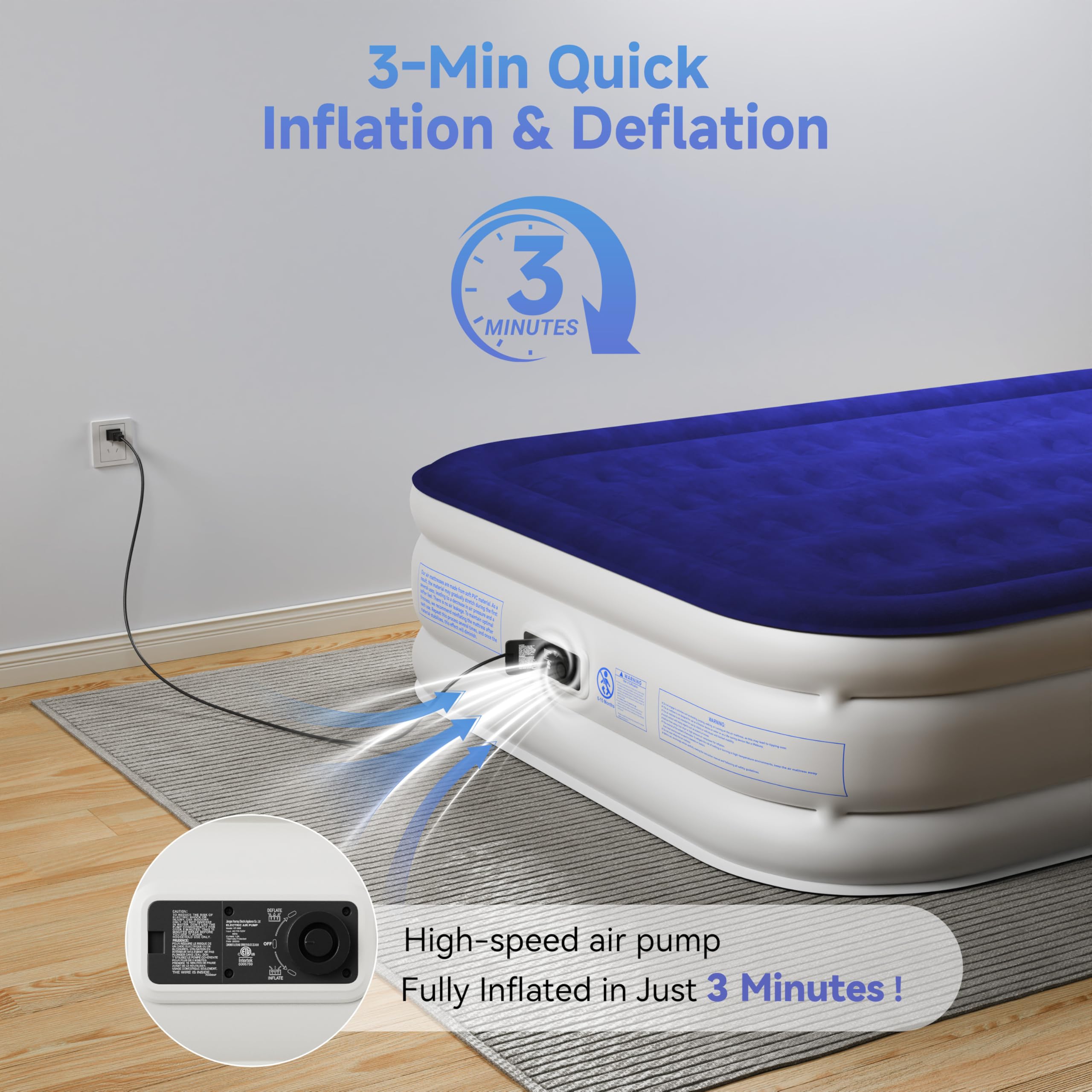 Sebor air mattress fast inflation and deflation for convenience