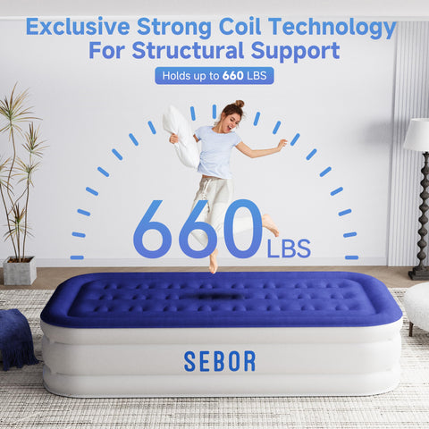 Sebor air mattress patented structure provides strong support