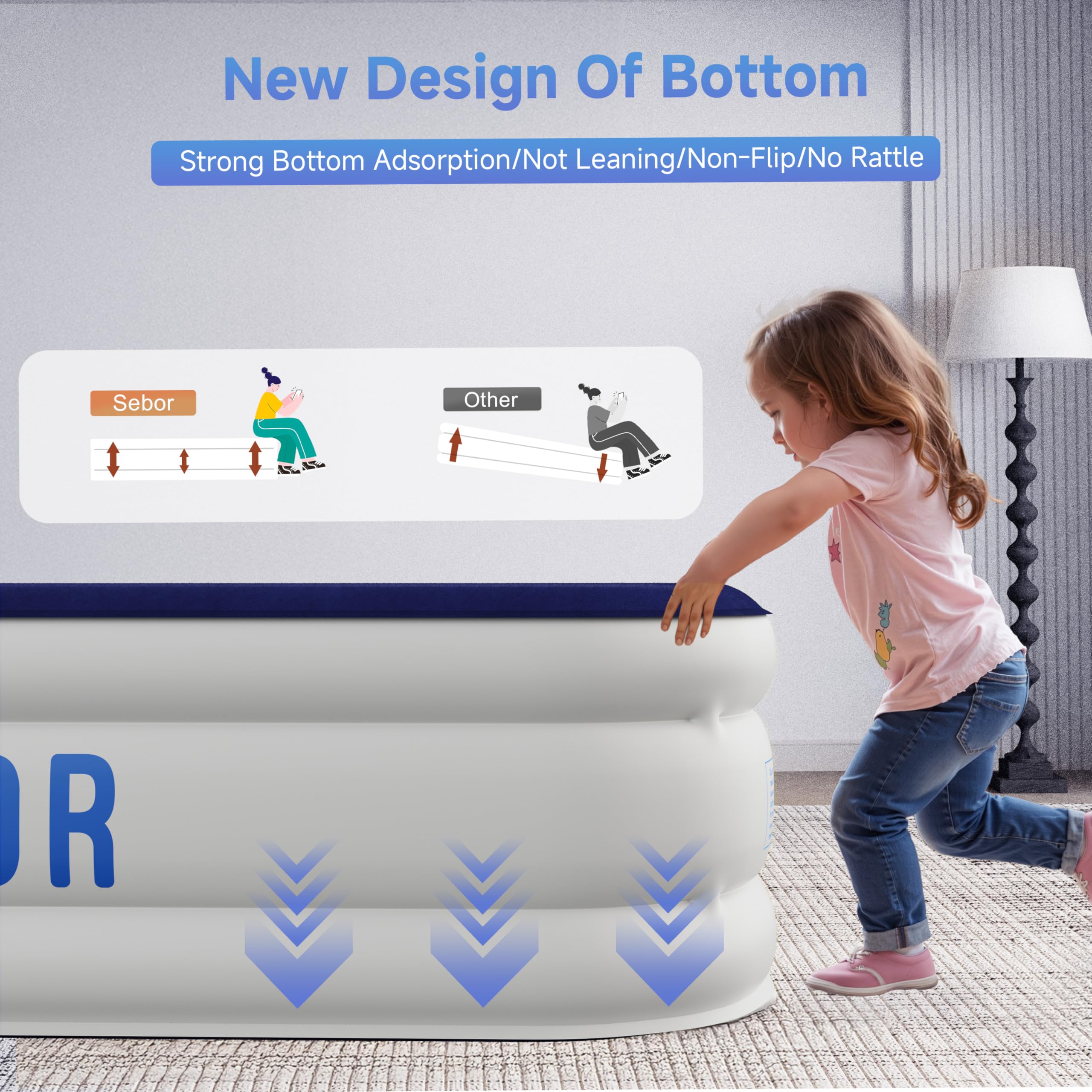 Sebor air mattress includes storage bag for easy transport