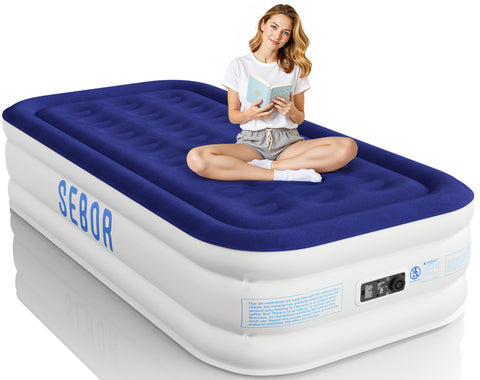 Sebor twin air mattress top material delivers plush sleep comfort for guests