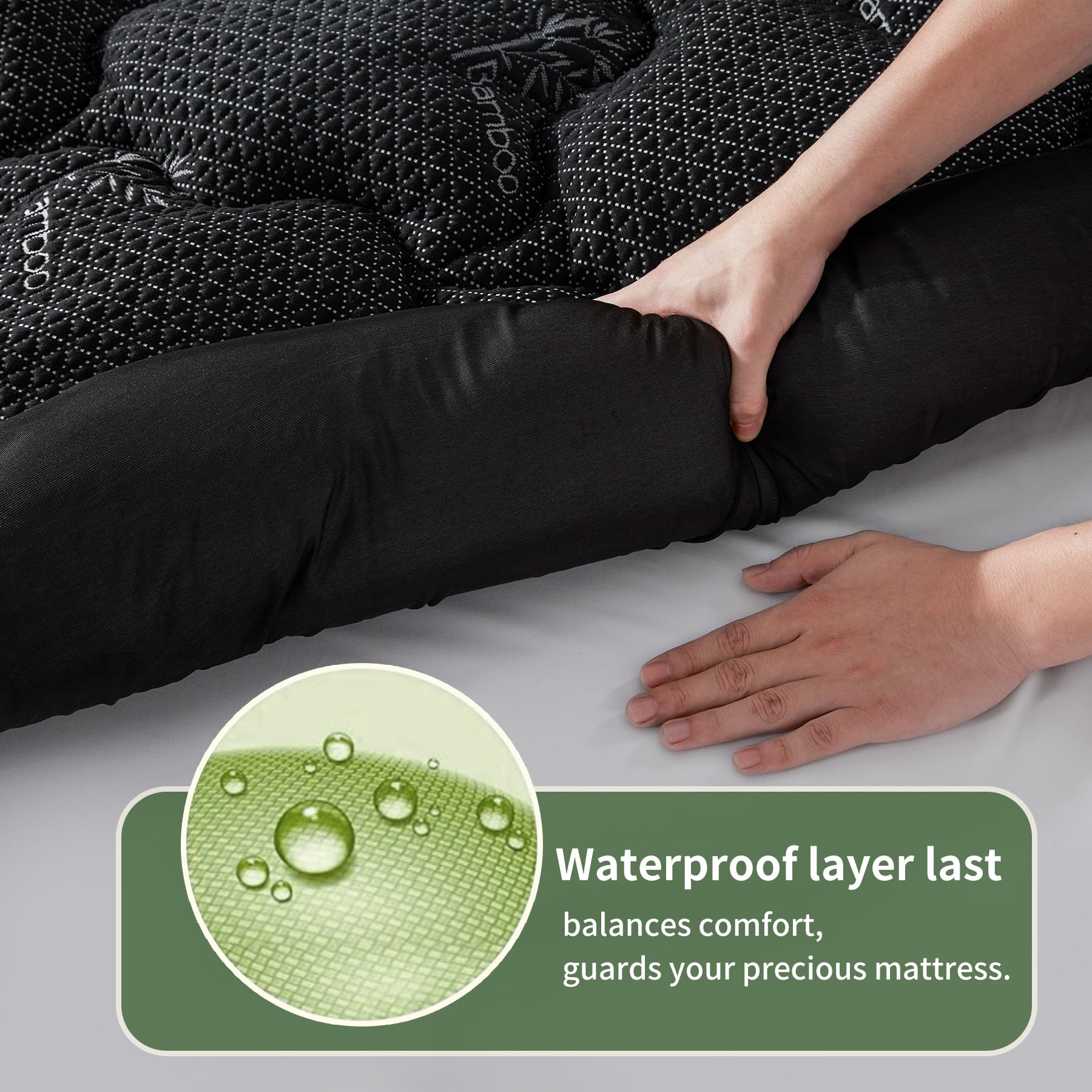 Top layer rayon from bamboo breathable fabric promotes comfortable, moisture-wicking sleep.