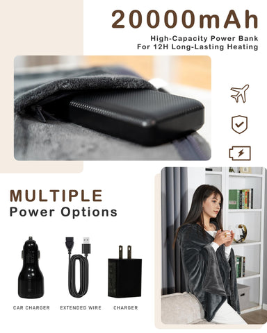 Secluded Valley 20000mAh battery pack powers the heater for long sessions.