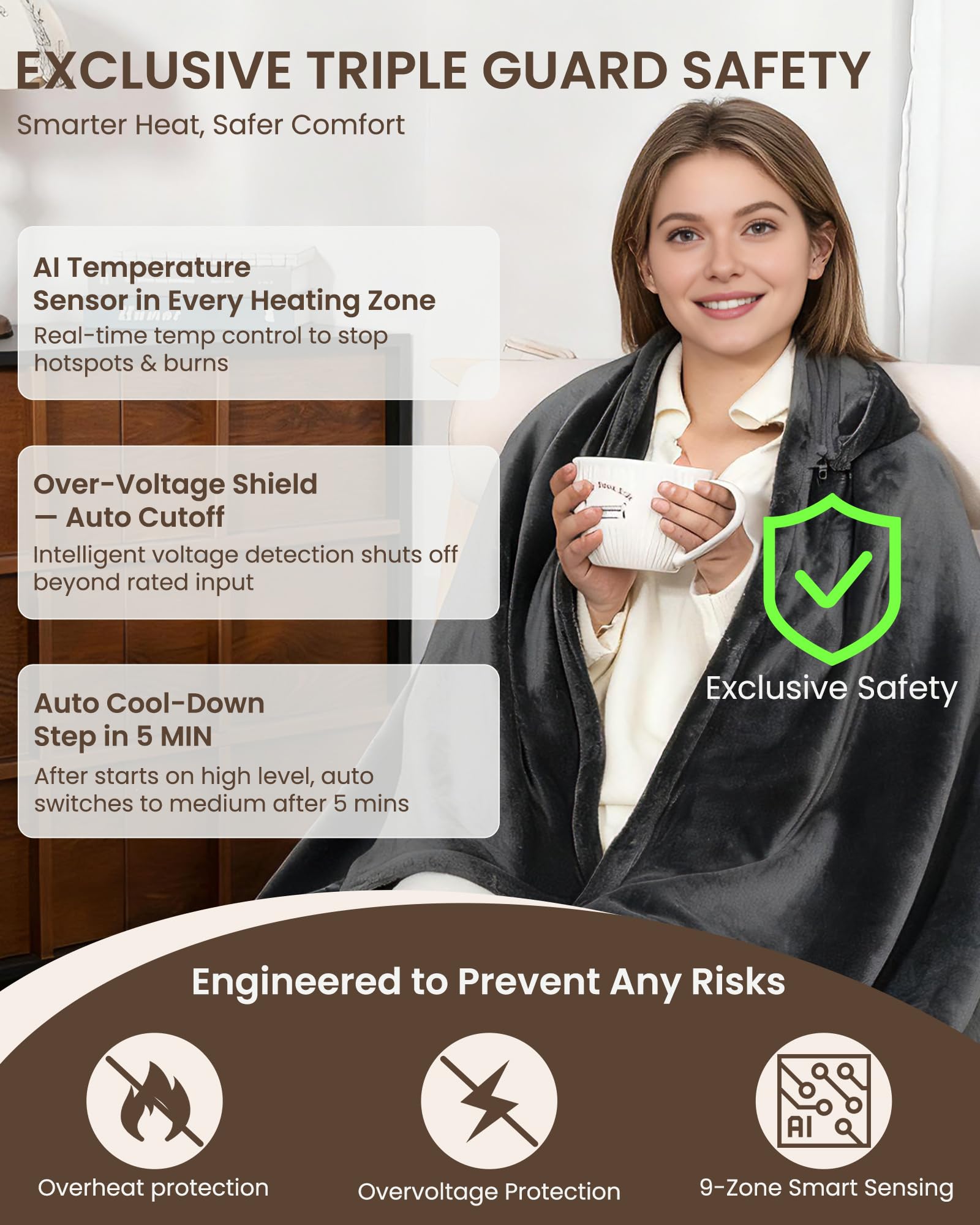 Secluded Valley clear heat level indicators help customize warmth easily