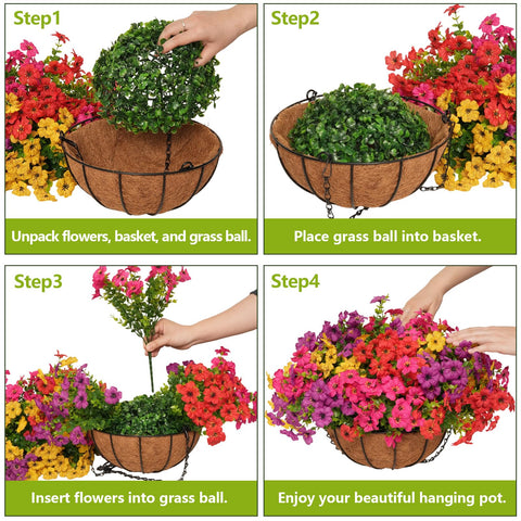 Secqous daisy hanging basket UV-resistant silk blooms stay vibrant.