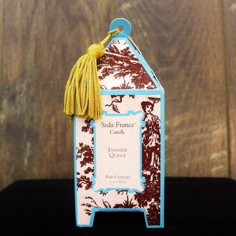 Seda France Japanese Quince Candle fragrance close-up evokes gardenia with violet and freesia