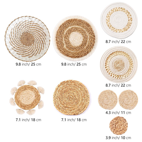 Seagrass and rattan basket display showing earthy tones and texture