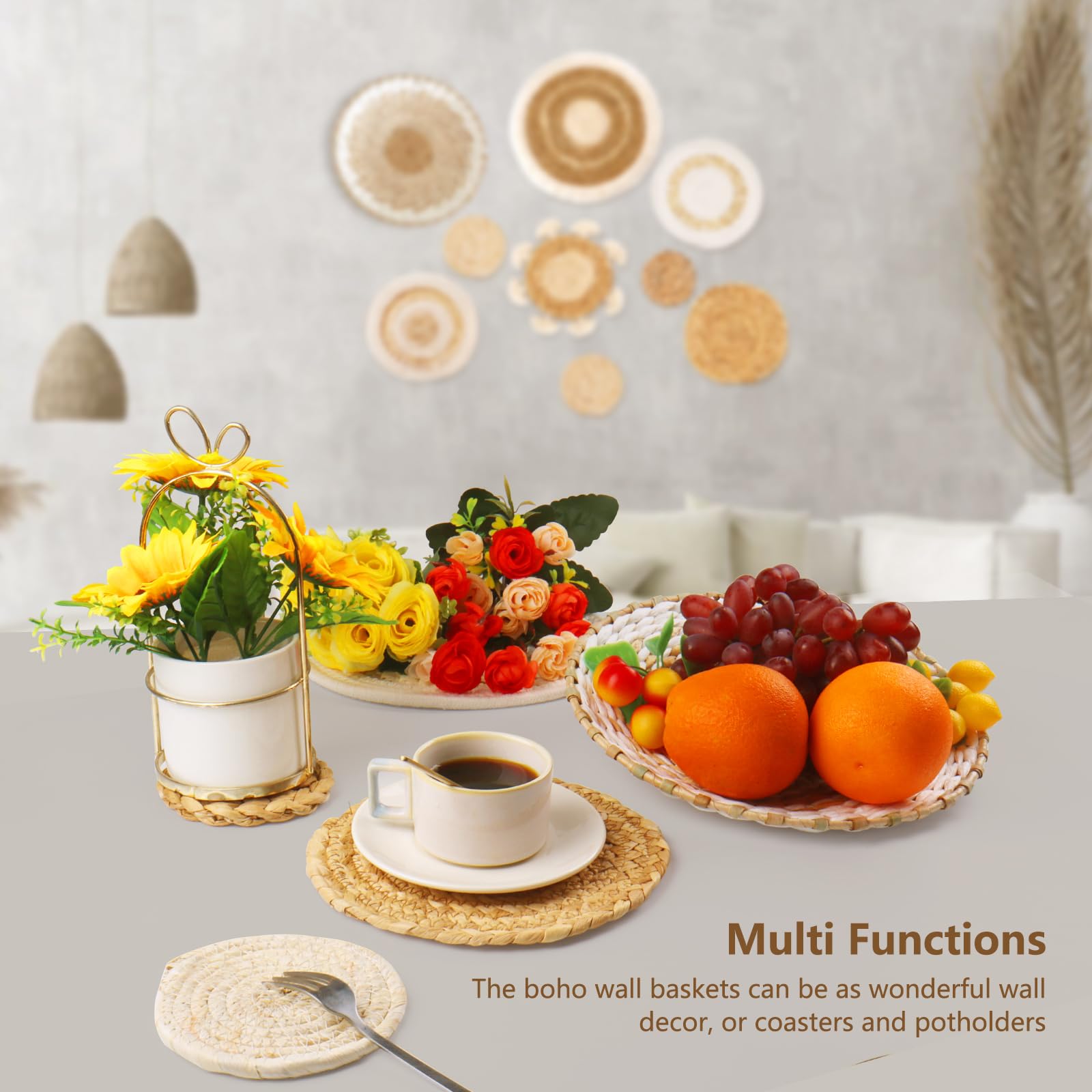 Versatile baskets used as placemats for casual dining scenes
