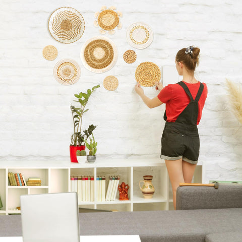 Woven wall basket set in back view highlighting craftsmanship