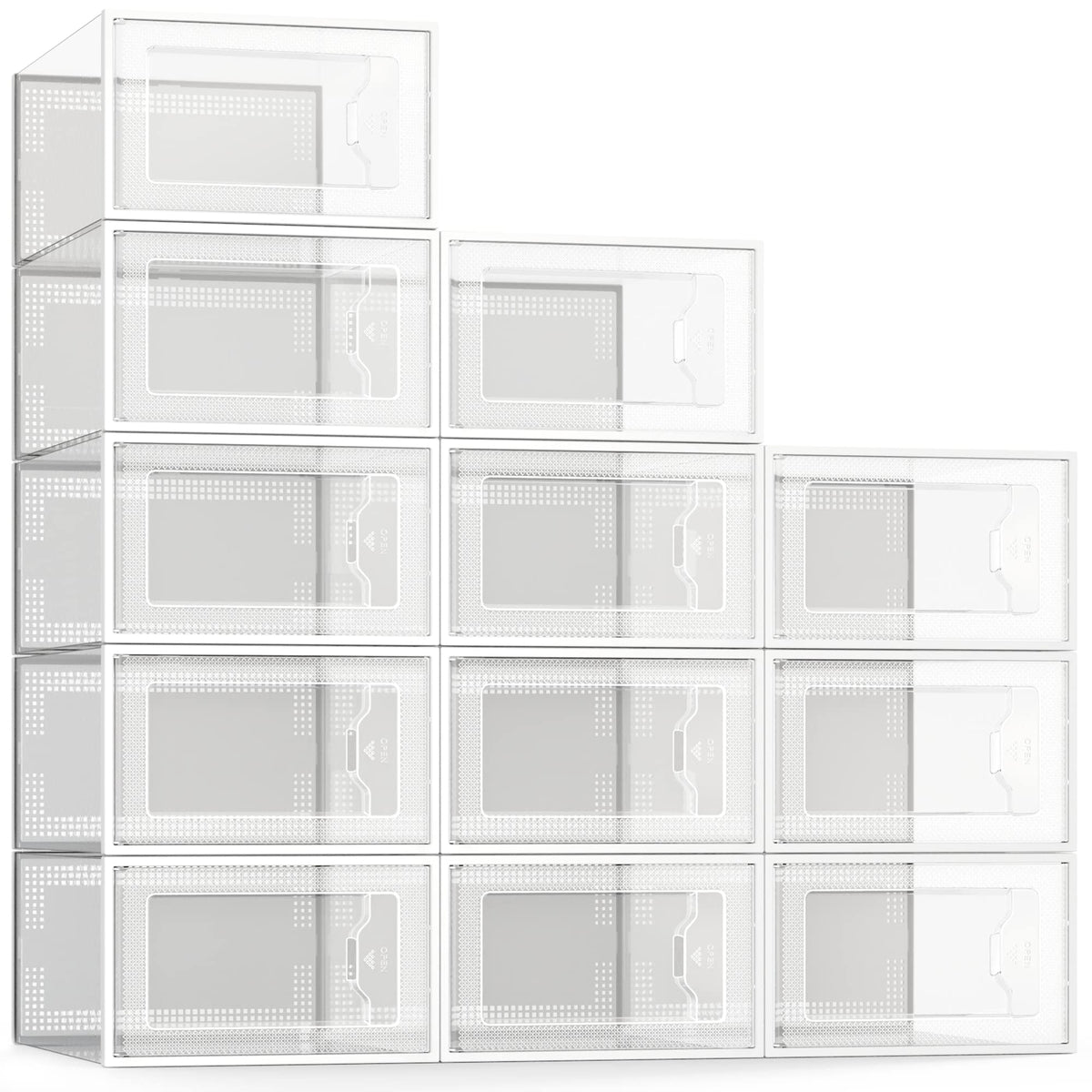 SEE SPRING X-Large shoe storage box front view with clear door for quick selection.