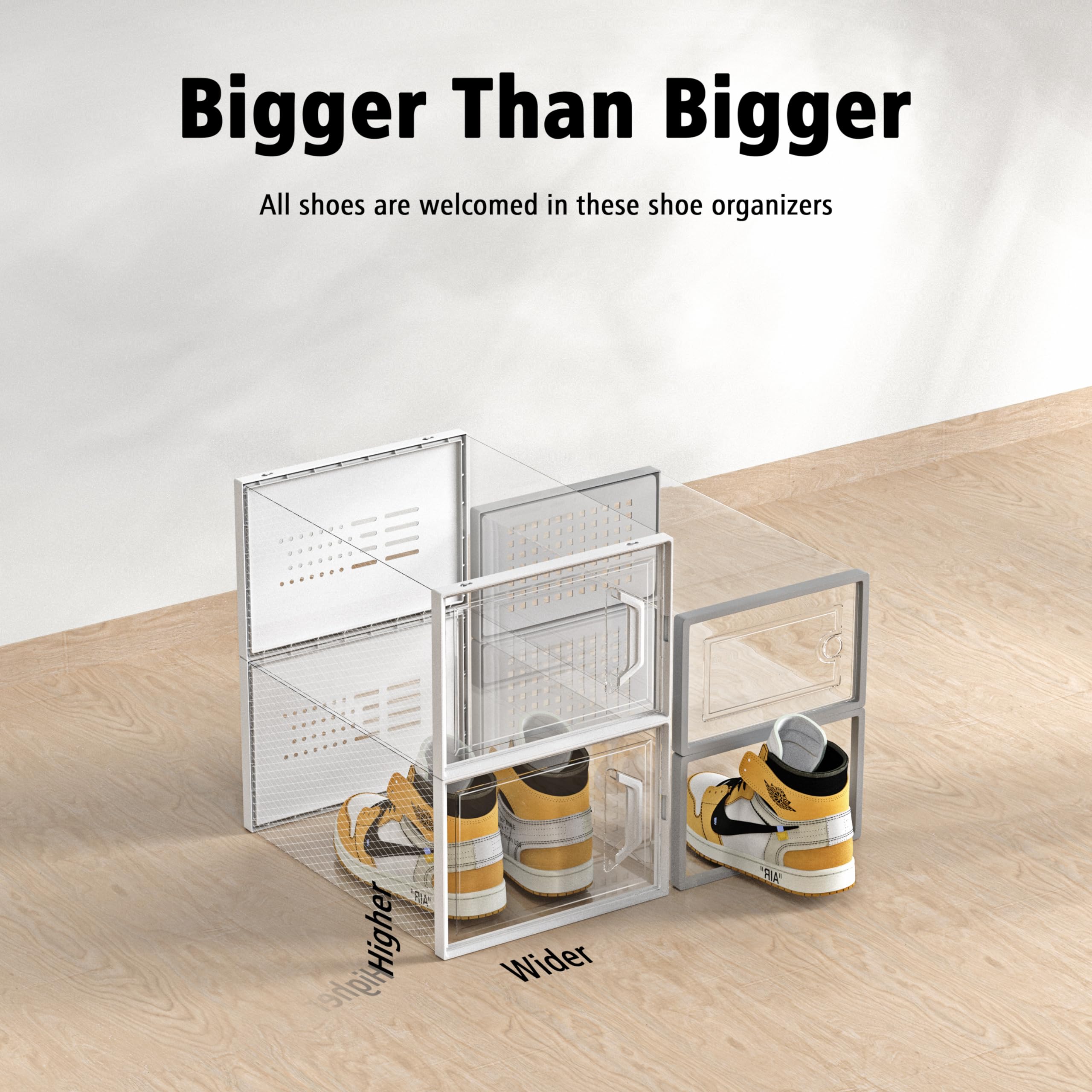 SEE SPRING stackable design shown for space-saving closet organization