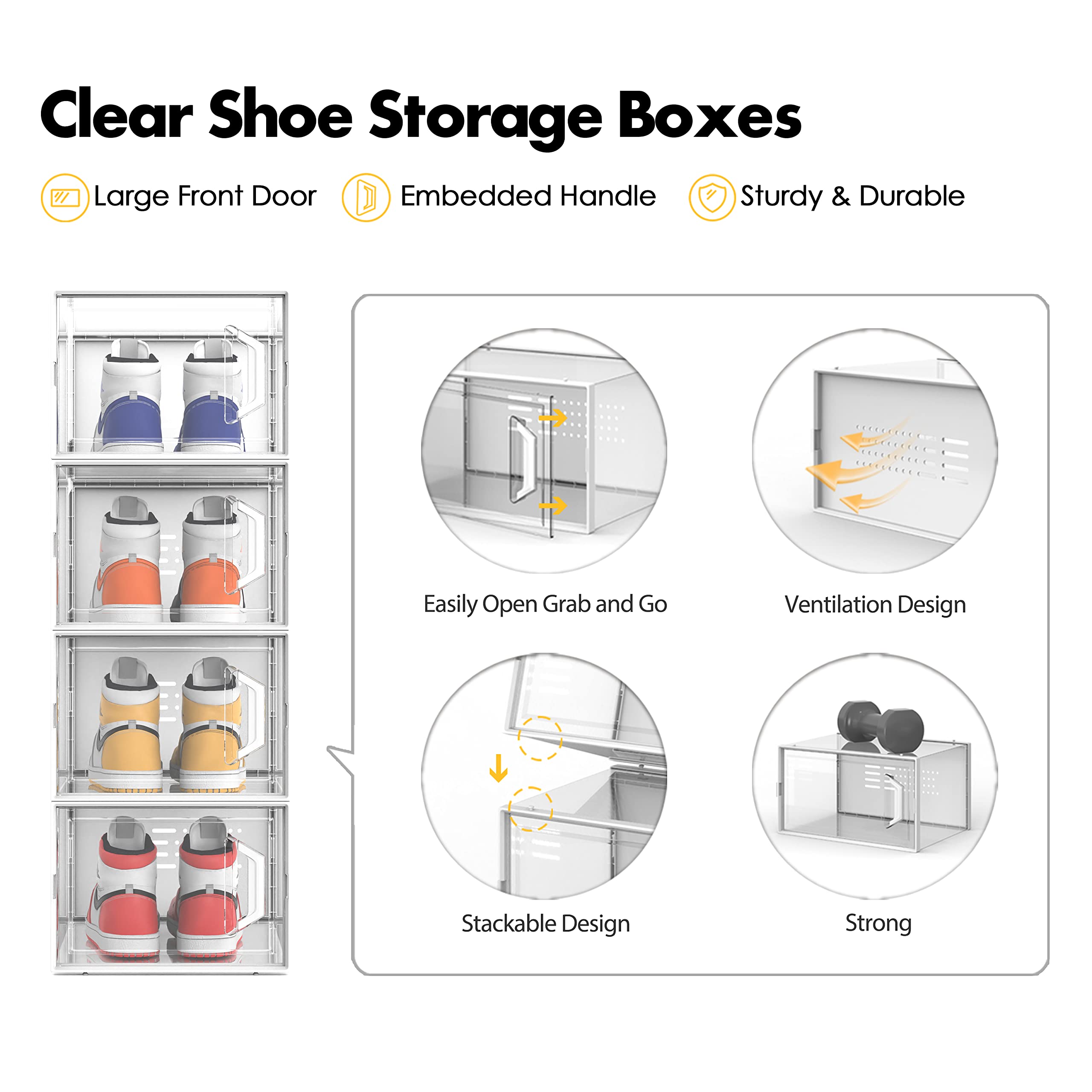 SEE SPRING clear-front box fits shoes up to size 14 for easy access.