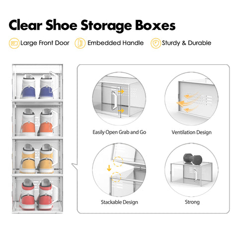 SEE SPRING clear-front box fits shoes up to size 14 for easy access.