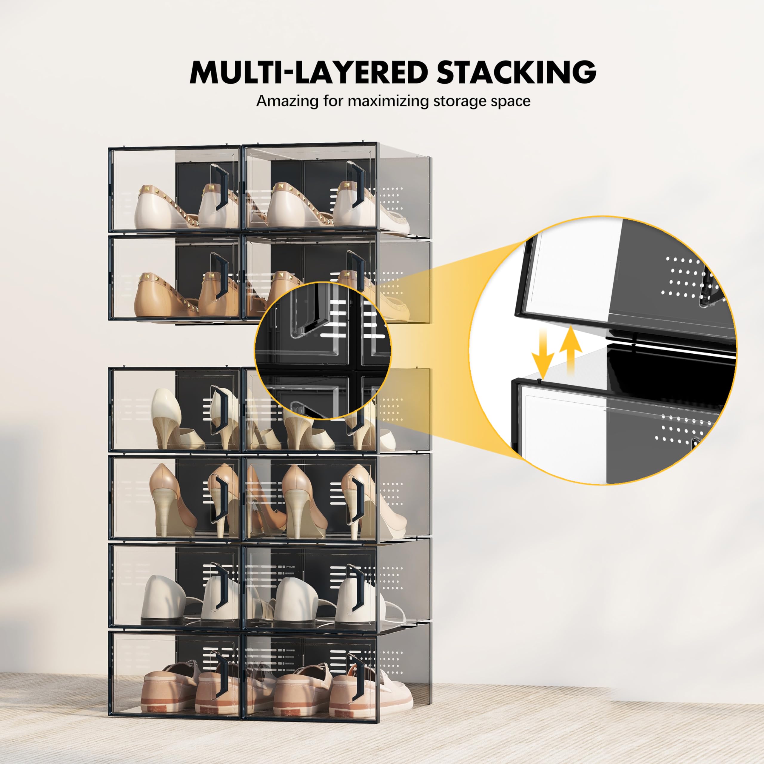 SEE SPRING ventilated shoe container keeps air circulating to help footwear stay fresh.
