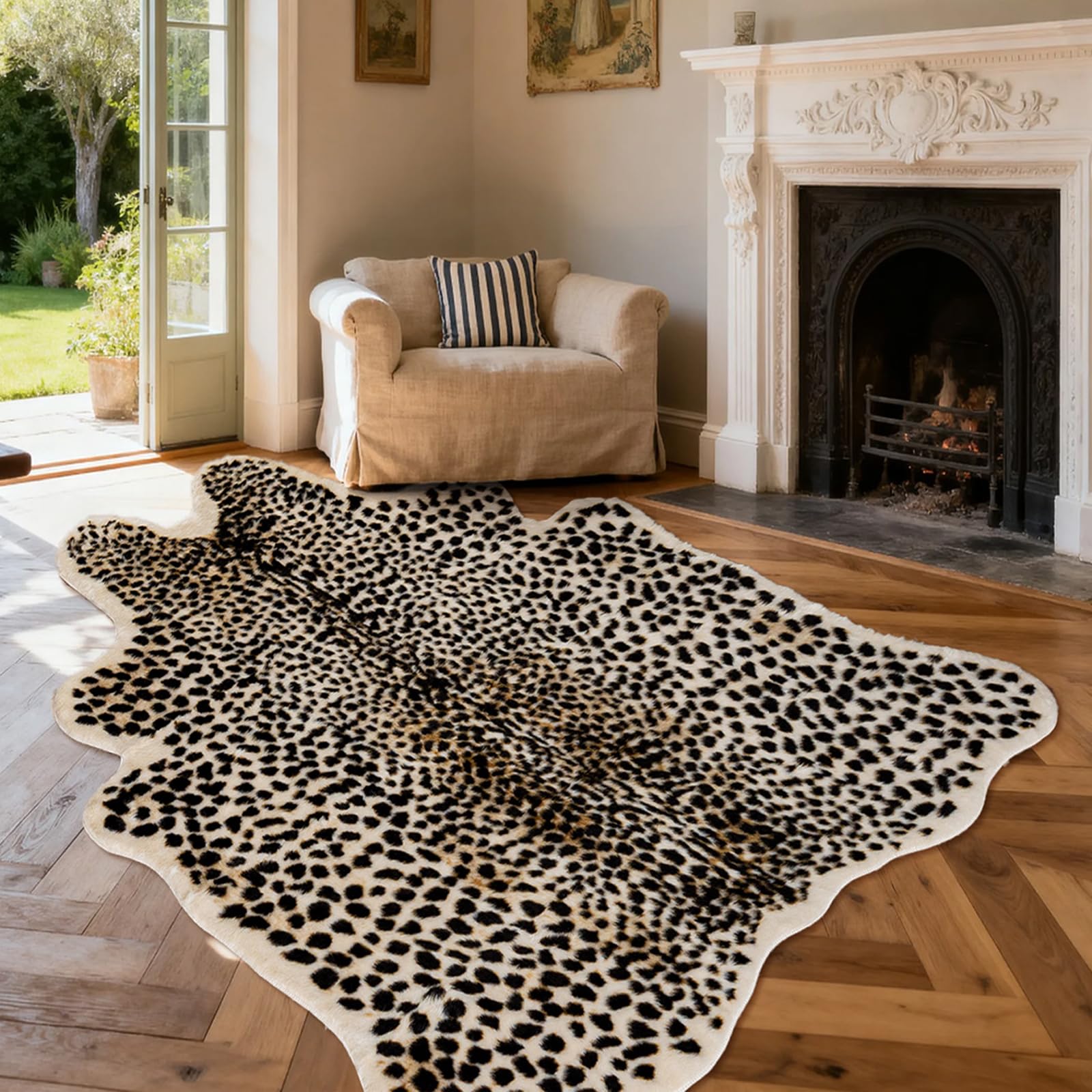 Seek4comfortable leopard print rug adds bold style for a room.
