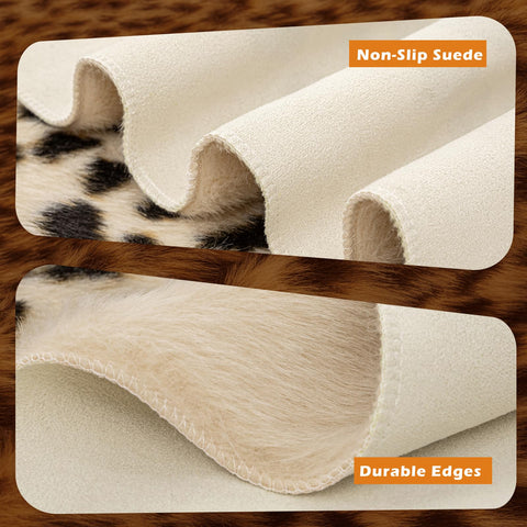 Seek4comfortable cozy leopard rug floor texture invites warm seating.