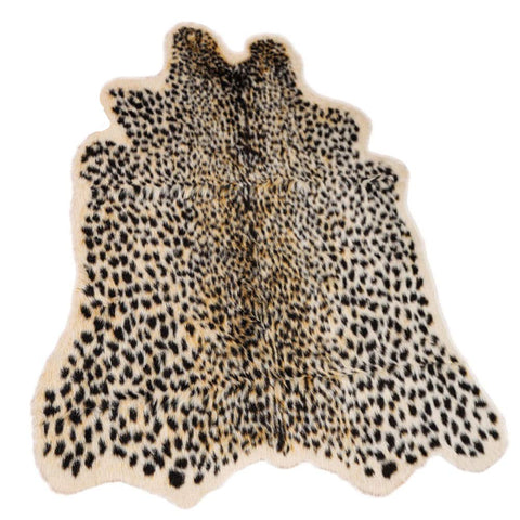 Seek4comfortable leopard print rug closeup fabric texture adds soft luxury.