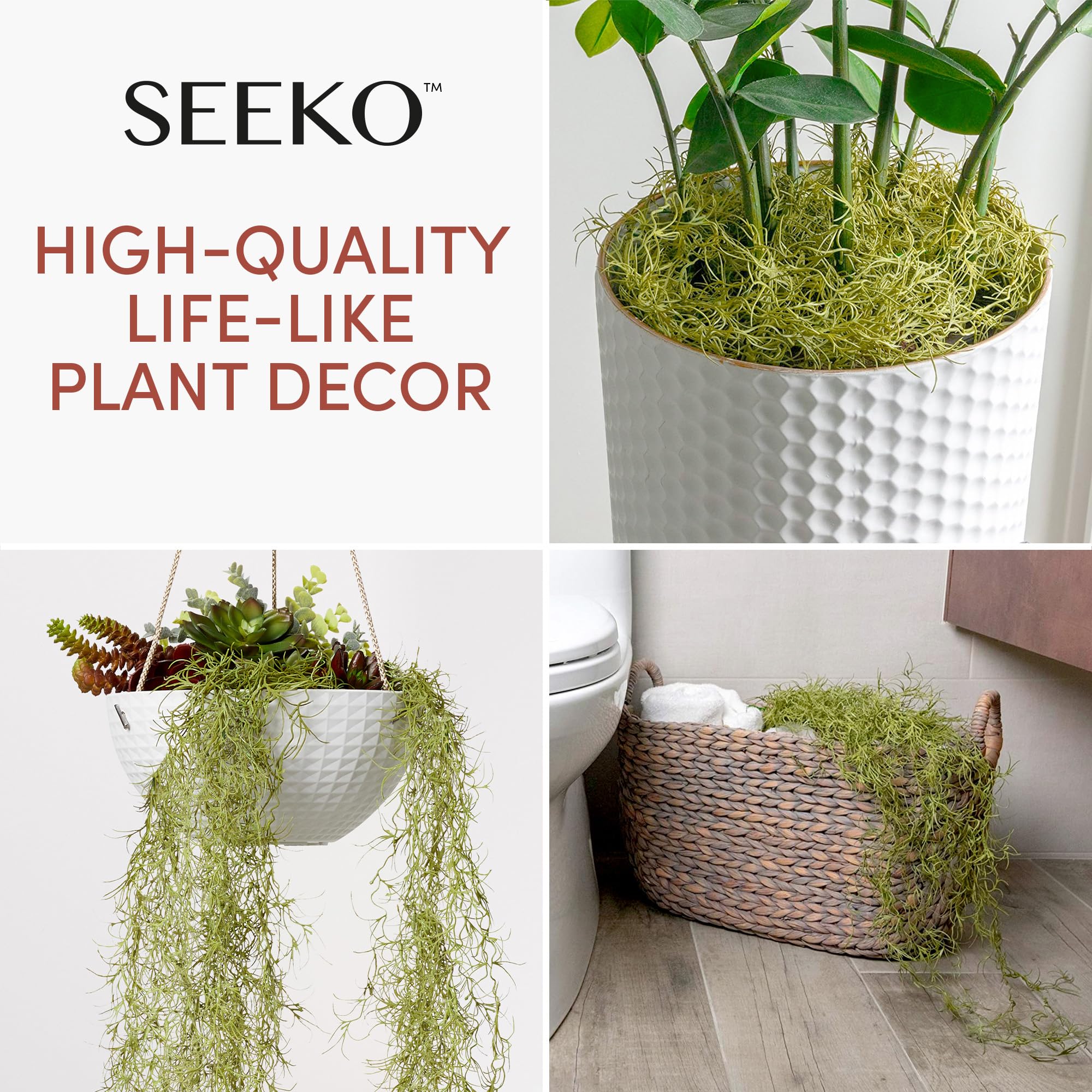 SEEKO Succulents curly moss texture enhances centerpieces and wreaths.