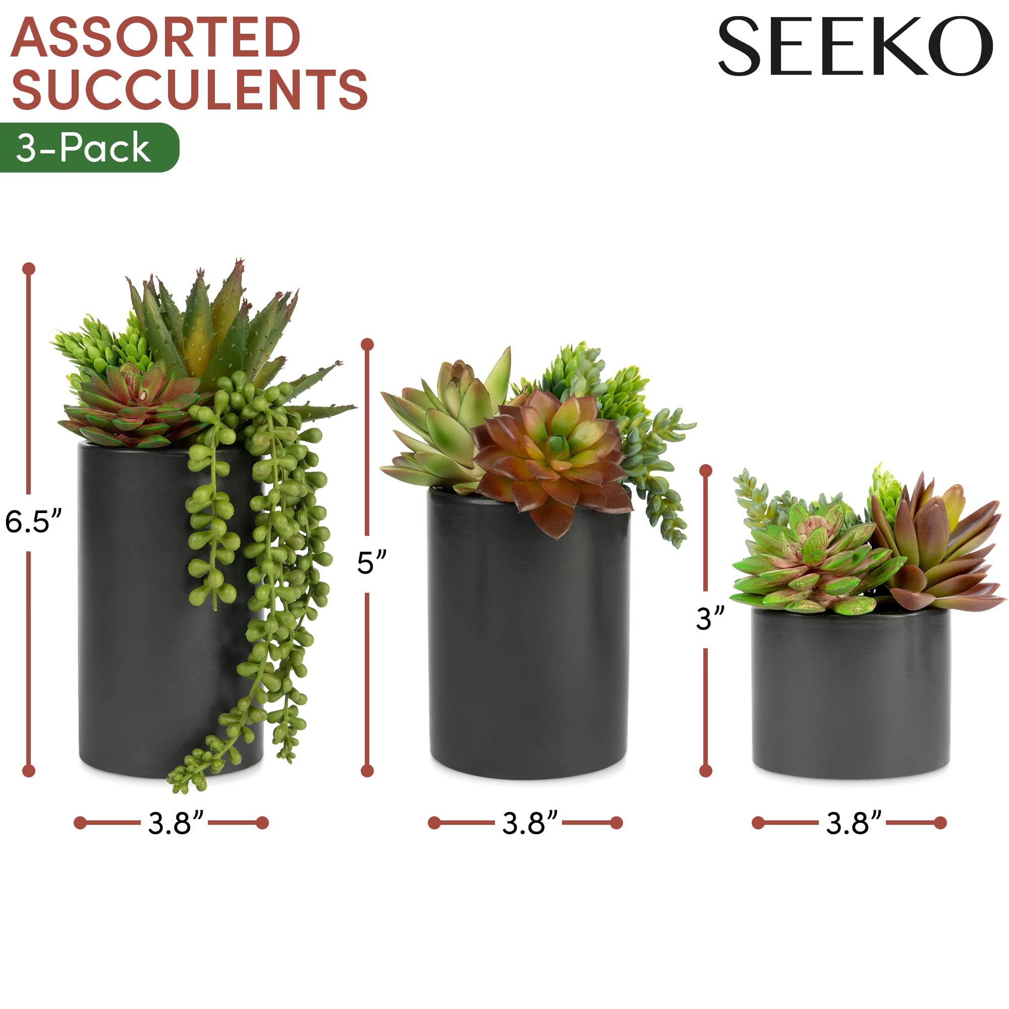 Realistic faux greenery with black ceramic pots enhances modern office spaces
