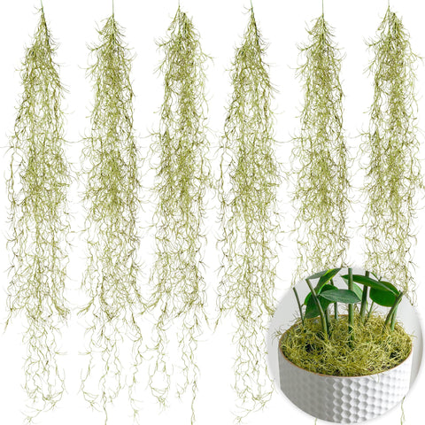 SEEKO Succulents Spanish moss, 33-inch 6-pack for realistic draping in planters.